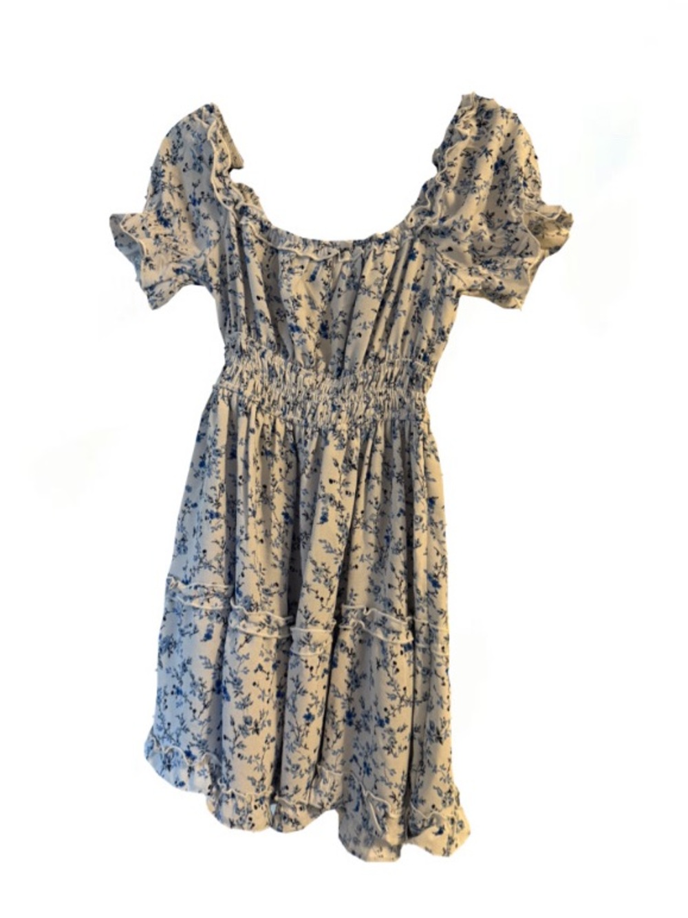 Inspired Hearts Light Blue Floral Ruffle Dress
